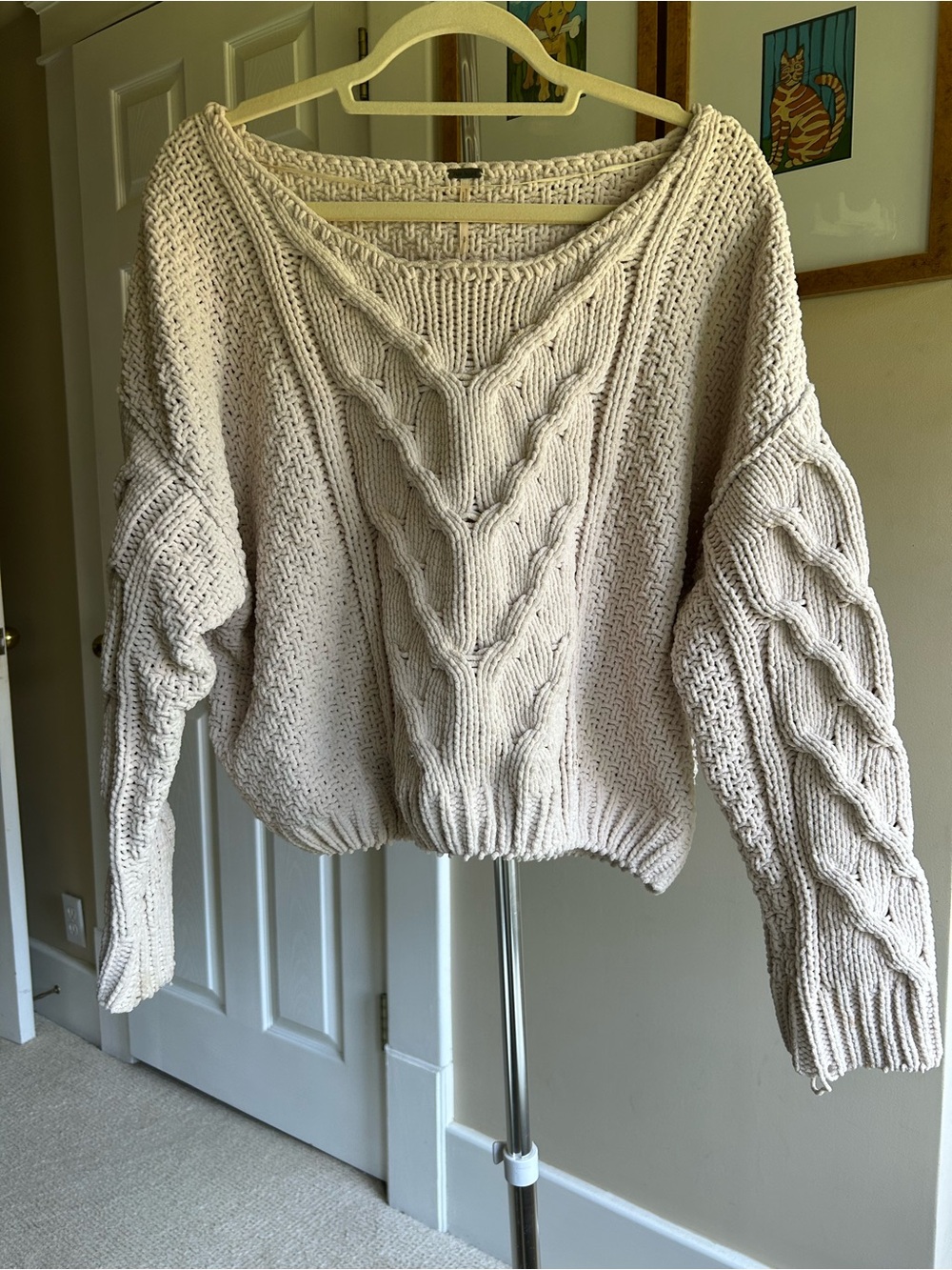 Women’s Free People gorgeous chunky Cozy Cable Knit Women's Sweater - Cream S/P